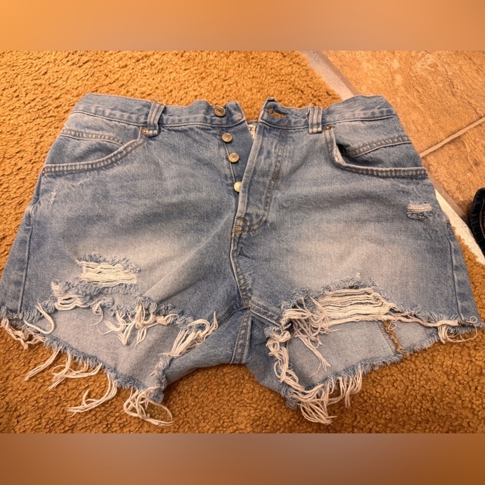 We The Free Light Blue Denim Shorts